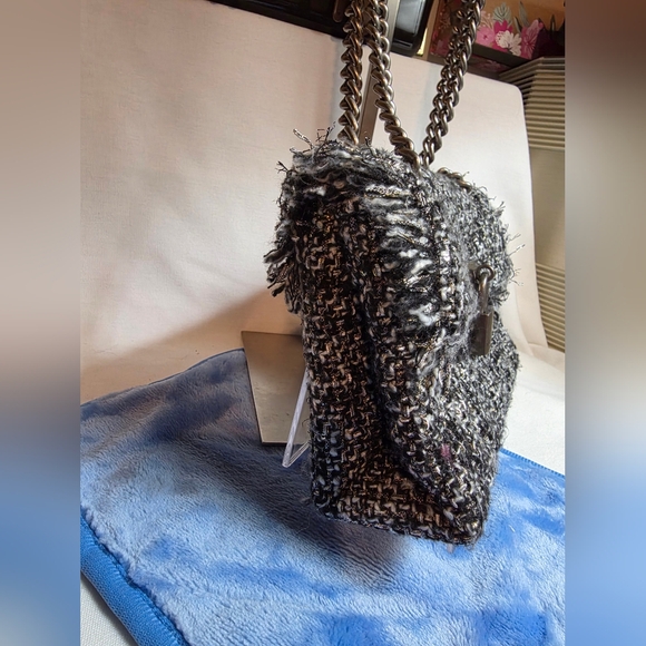 Kurt Geiger Brixton Mini Tweed Shoulder Bag & Dusty - Picture 7 of 9